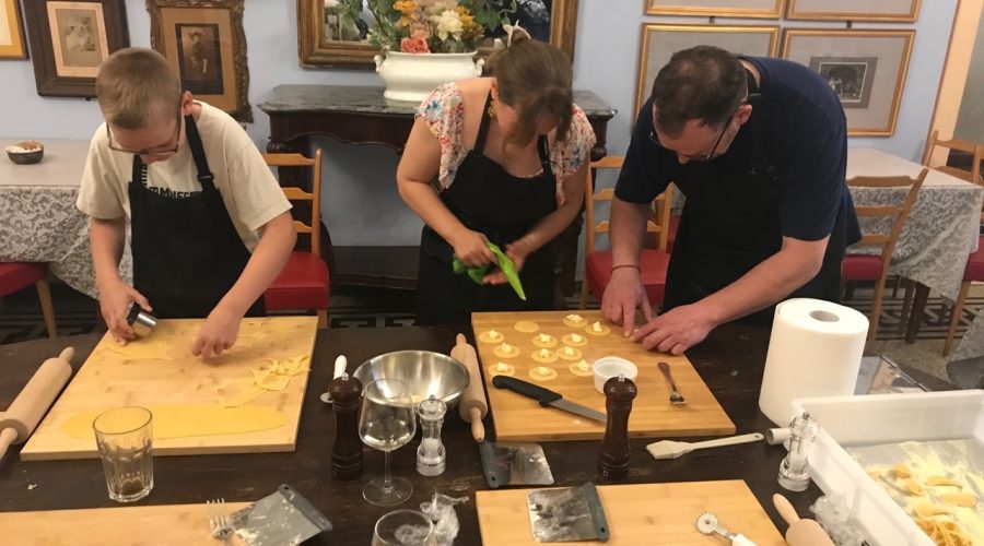 Fresh pasta dough and rolling pin during Pisa cooking class at Royal Victoria Hotel